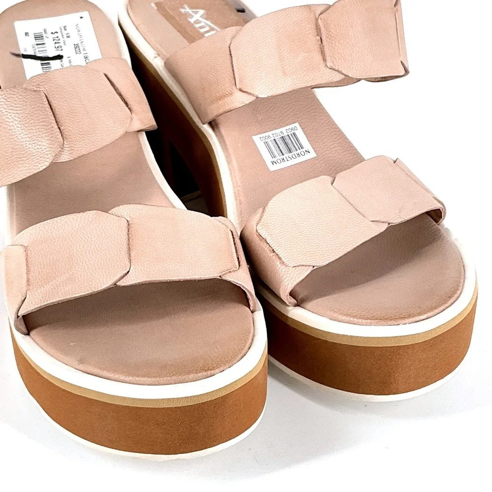 Antelope Size 40 US 9-9.5 Tan Nude Leather Chunky Platform Slide Sandal NEW $189
